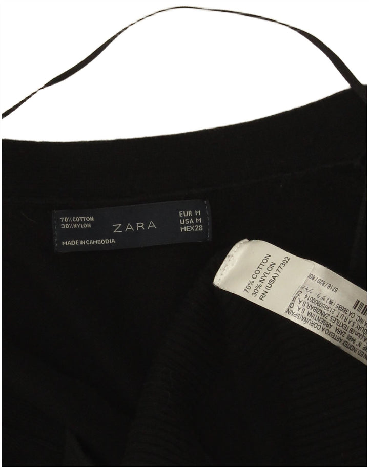 Maglione cardigan lungo da donna Zara UK 12 cotone nero medio