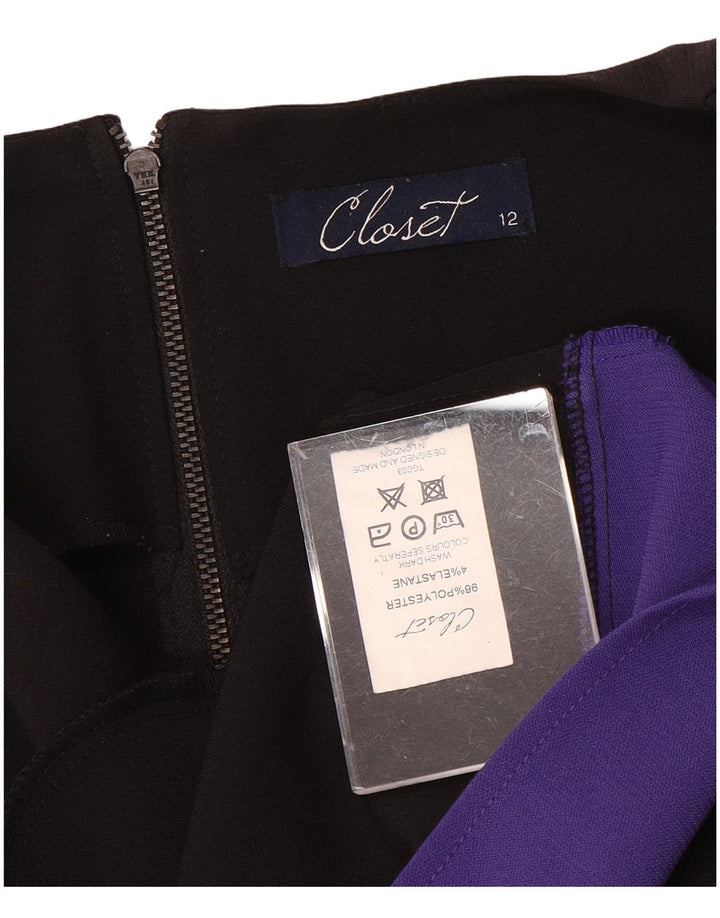 CLOSET Abito da donna senza maniche a trapezio UK 12 Medium Black Colourblock