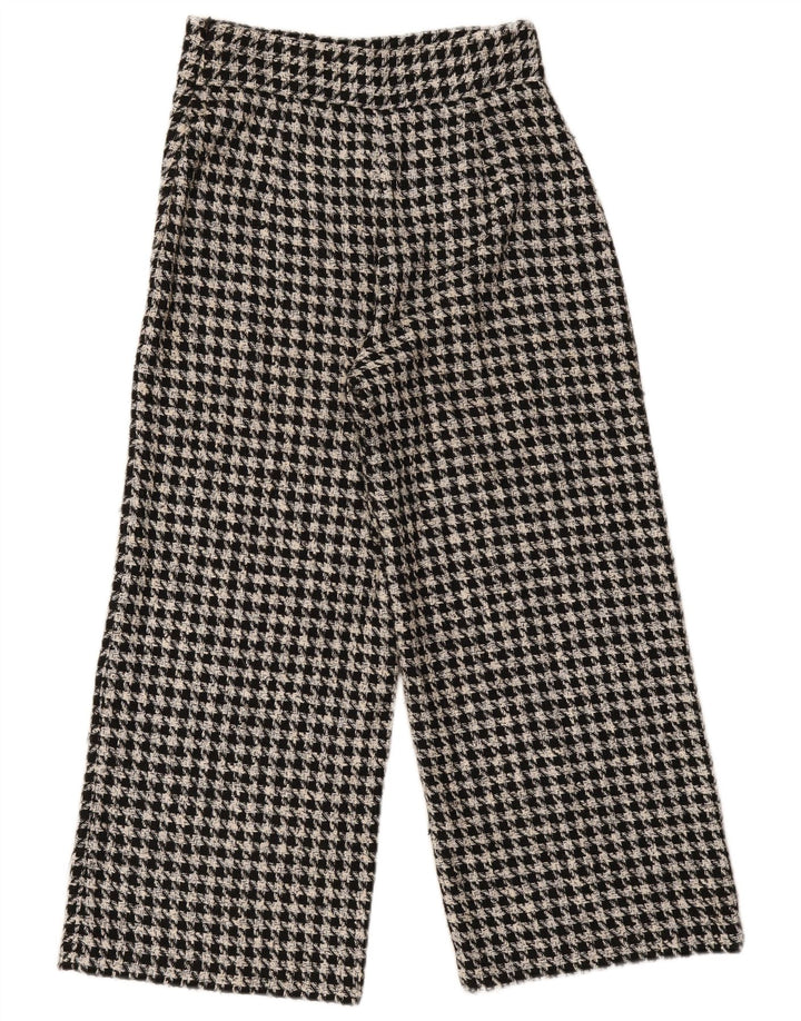 Pantaloni casual a gamba larga da donna Zara medi W28 L26 pied de poule grigi