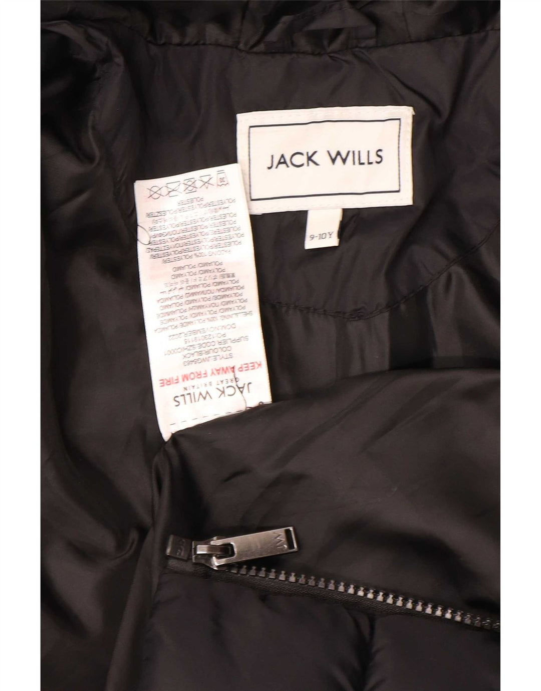 Giacca imbottita con cappuccio Jack Wills per ragazzi 9-10 anni in poliammide nera
