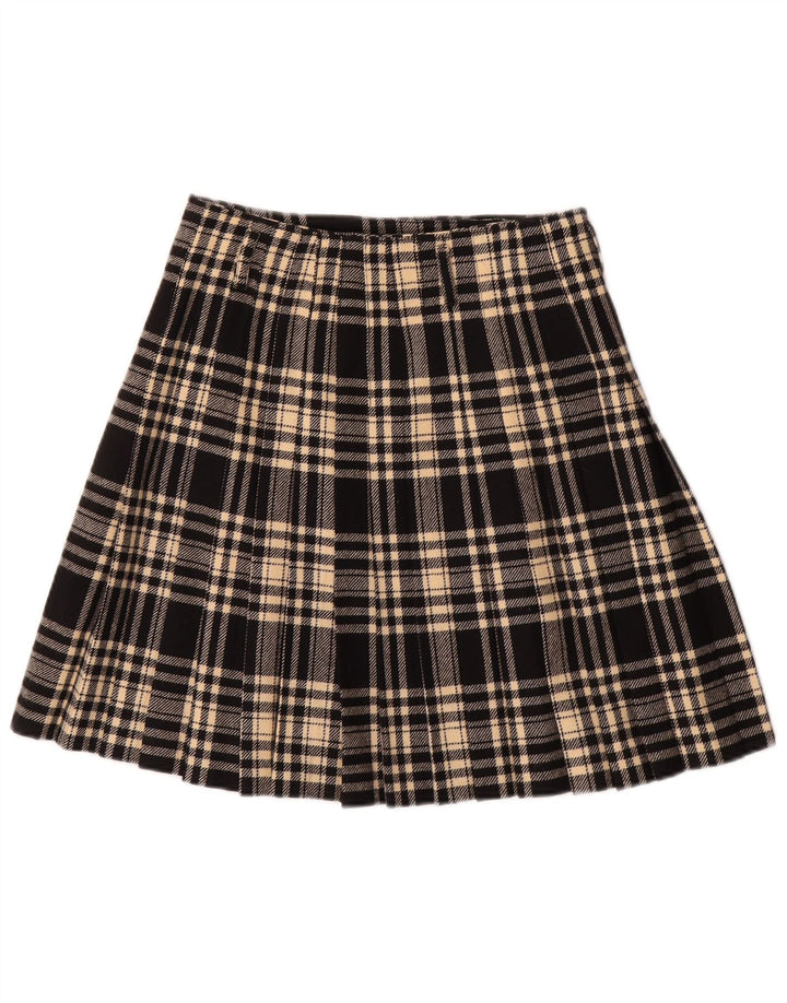 Gonna a portafoglio vintage da donna W26 piccola scozzese nera
