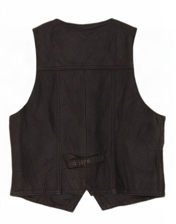 Lavorazione Artigiana Gilet Uomo in Pelle Large Nero