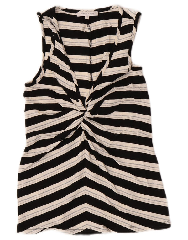 Patrizia Pepe Camicetta senza maniche da donna UK 0 2XS Viscosa a righe nere