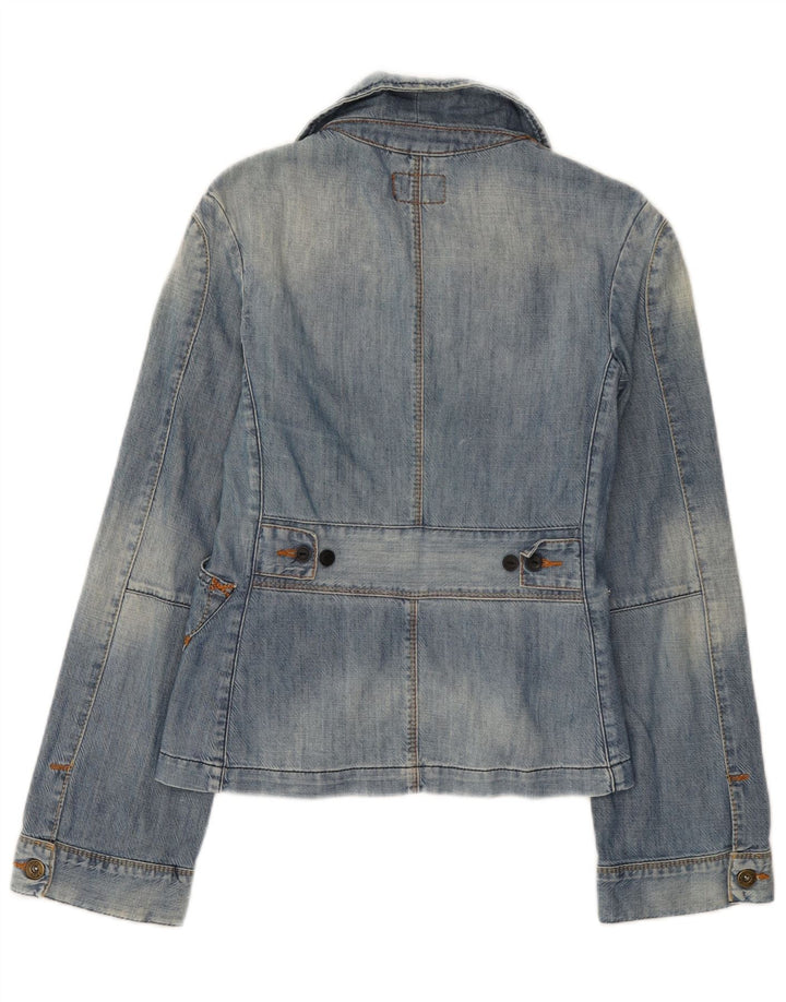 Giacca blazer in denim a 3 bottoni da donna Lee UK 10 piccola in cotone blu