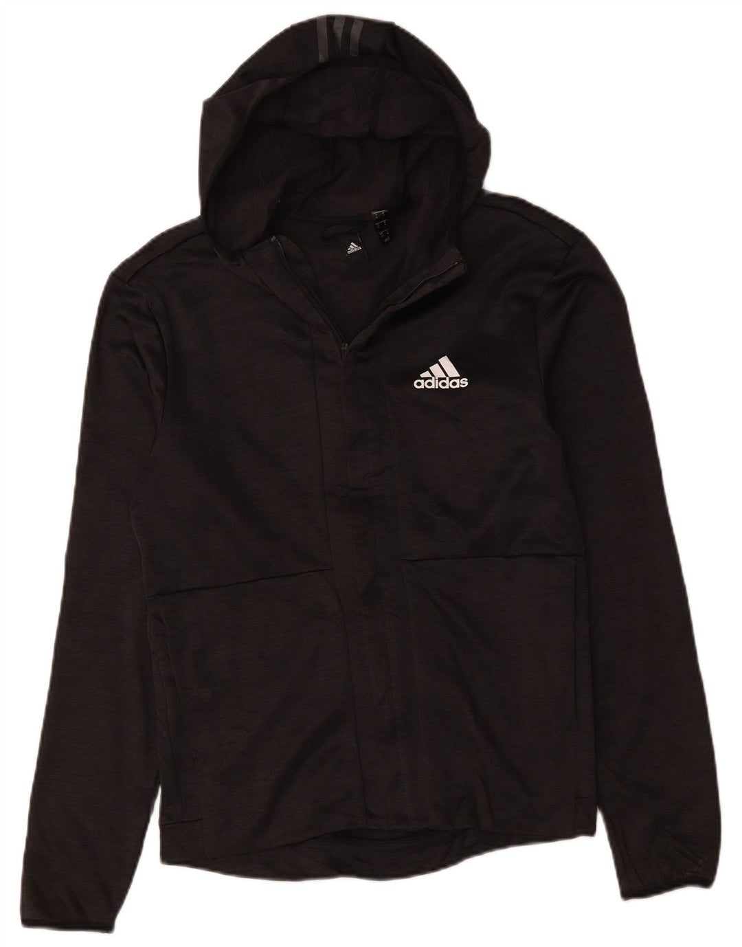 Giacca da ginnastica da uomo con cappuccio Adidas piccola in poliestere grigio