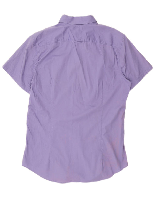 Camicia Benetton Uomo Manica Corta XL Viola Cotone