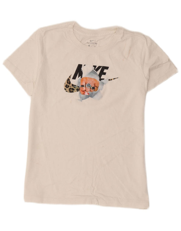 Nike Womens Graphic T-Shirt Top UK 10 Small White Cotton