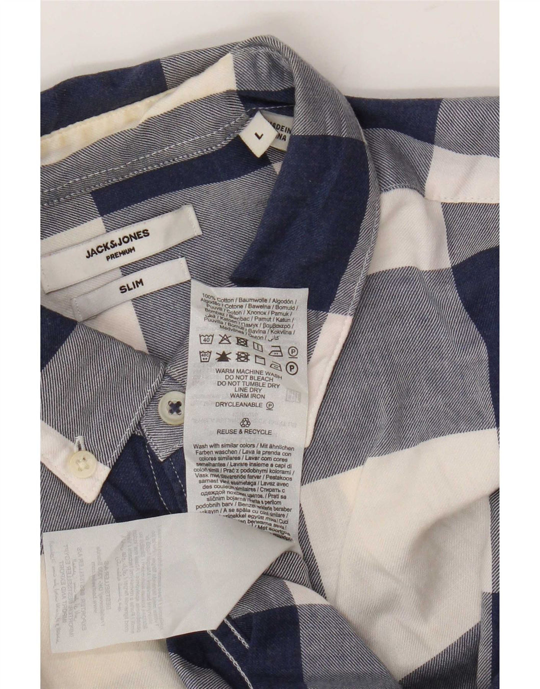 Jack & Jones Camicia da uomo slim fit in flanella di cotone a quadri blu grande