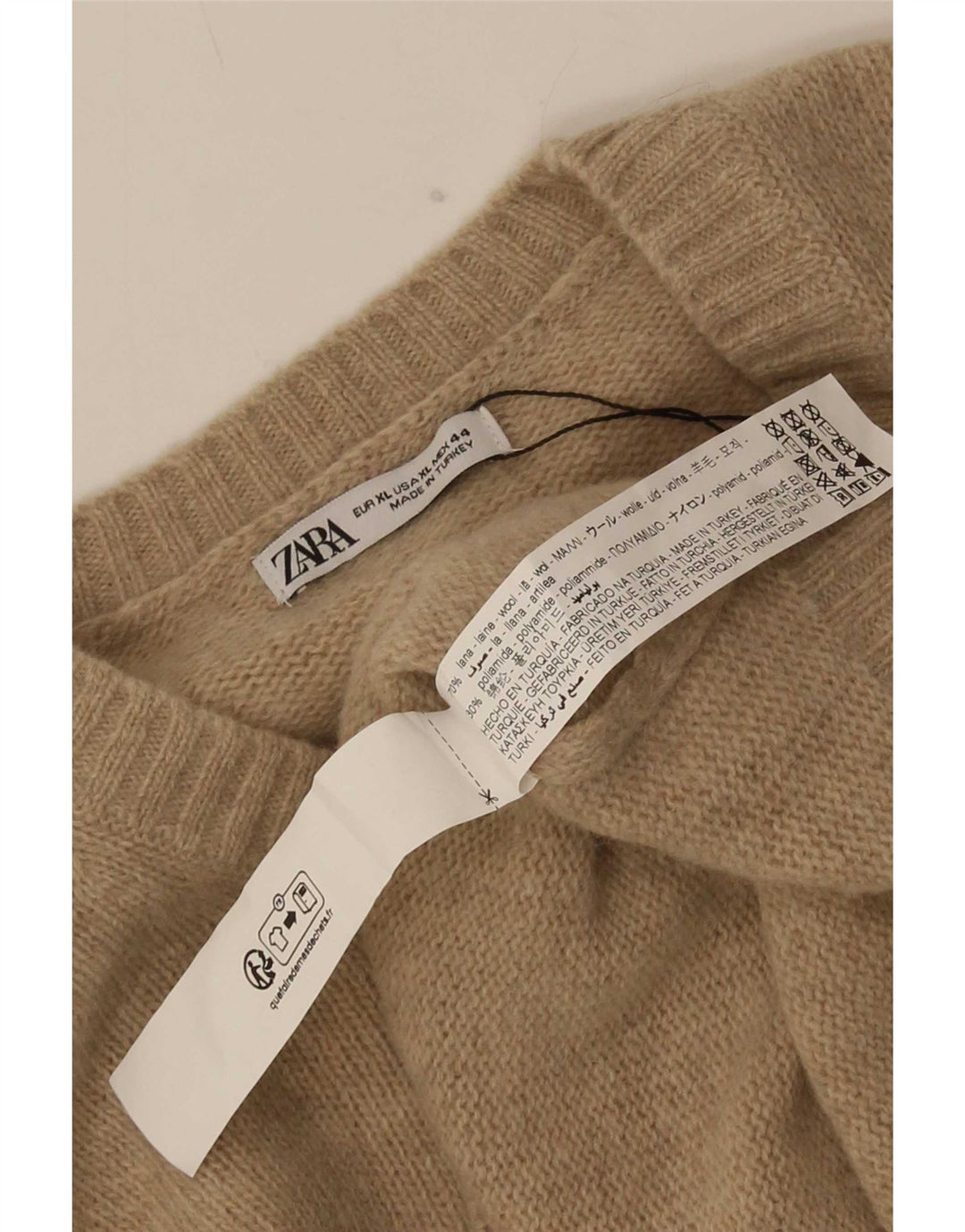 Maglione maglione girocollo da uomo Zara XL in lana beige