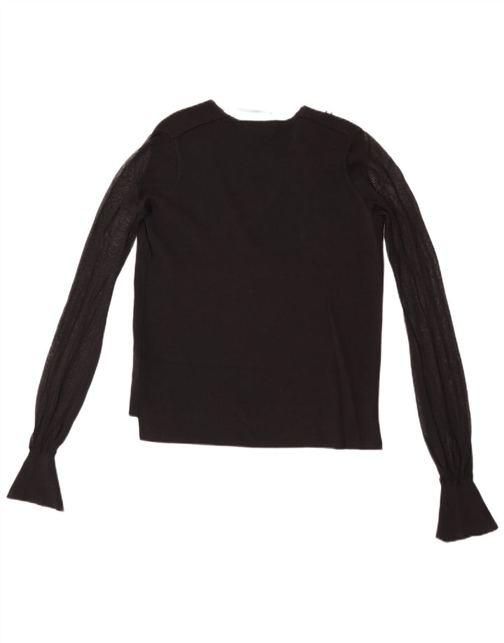 Top Zara da donna a maniche lunghe UK 10 Small in viscosa nera
