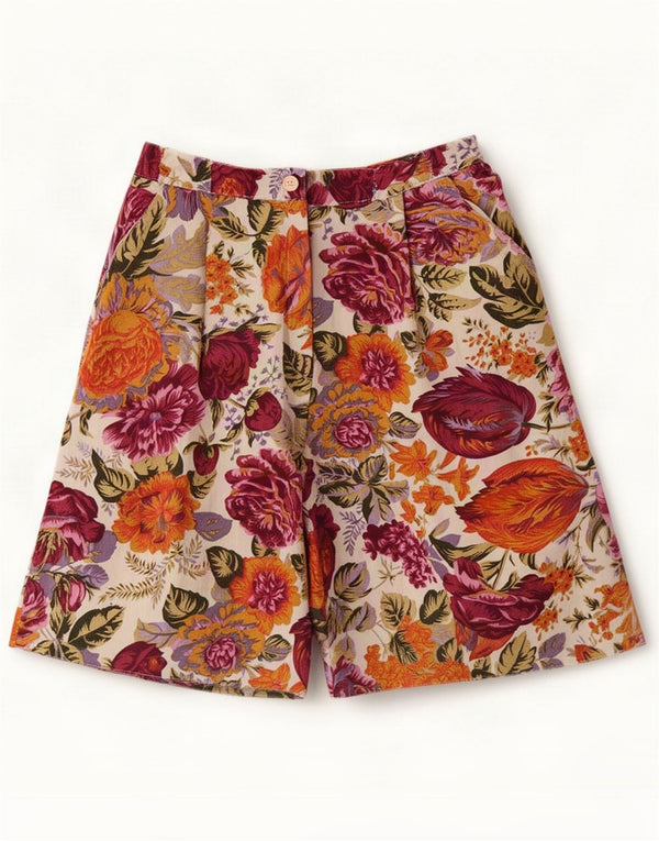 Pantaloncini casual da donna vintage EU 36 Small W28 Viscosa floreale multicolore