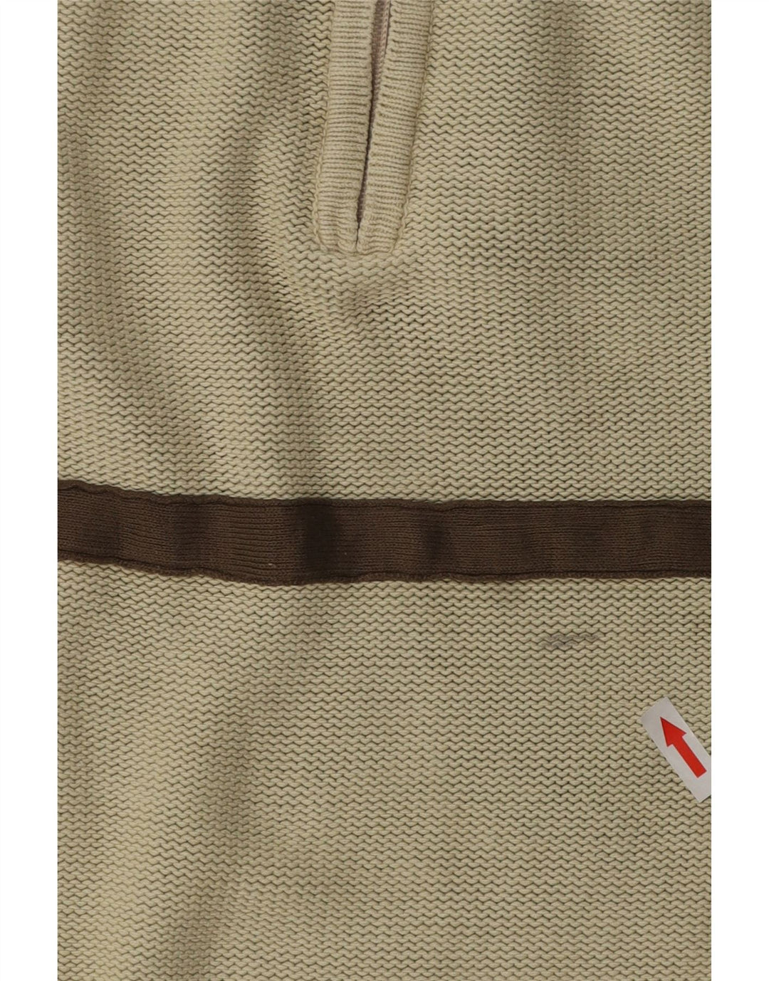 Maglione da uomo con collo con zip Weird Fish in cotone a righe beige medio