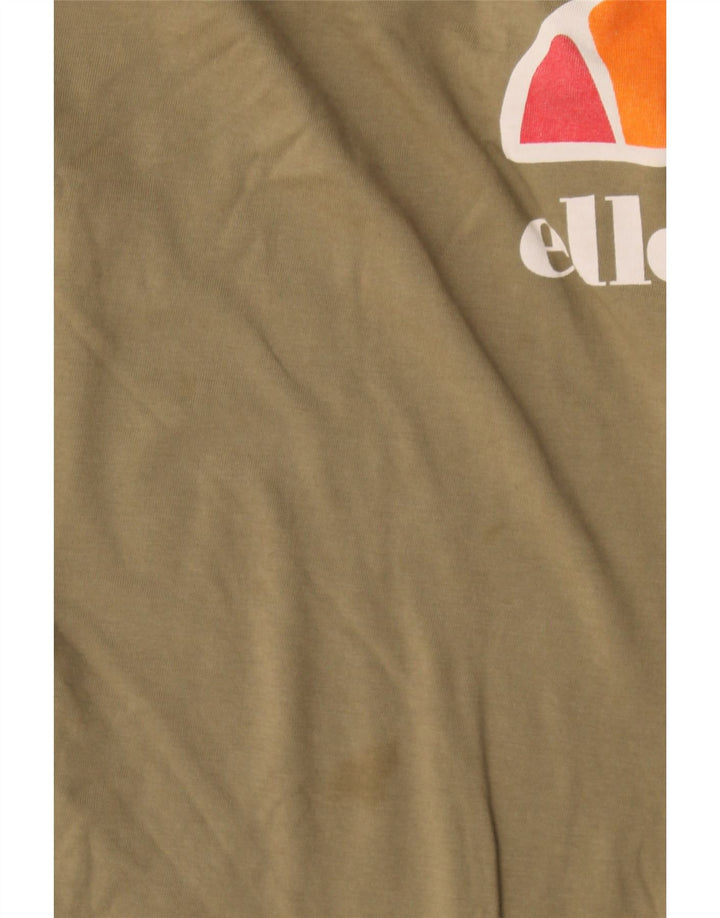 Ellesse T-shirt grafica oversize da donna Top UK 12 Medium Khaki Colourblock