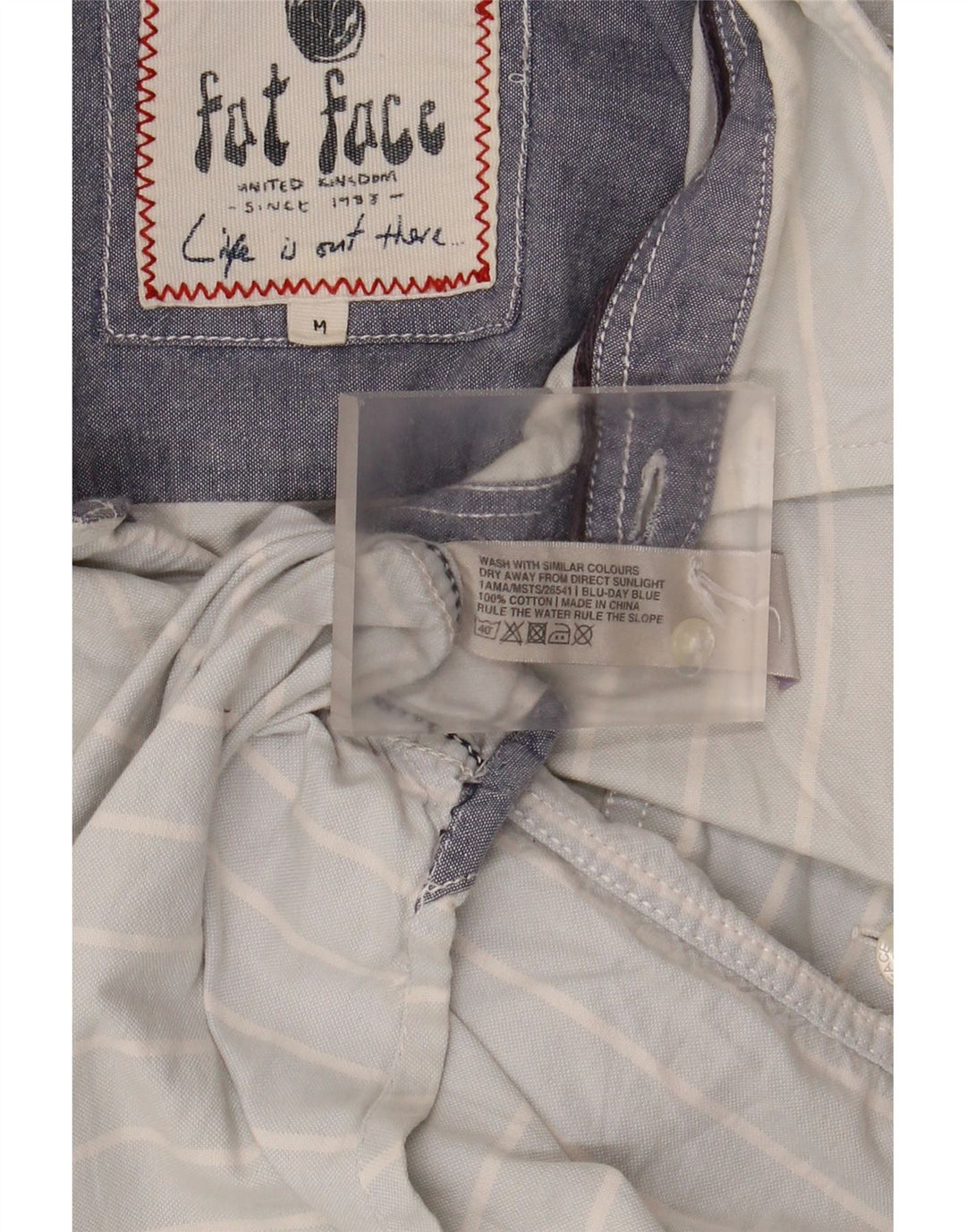 Camicia da uomo Fat Face in cotone a righe blu medio