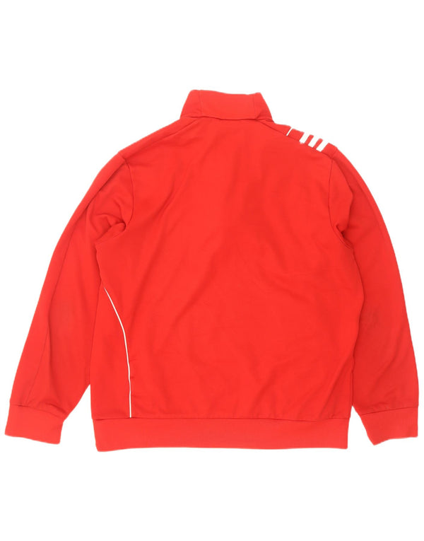 Felpa Adidas da uomo con zip e collo maglione UK 40/42 poliestere rosso medio