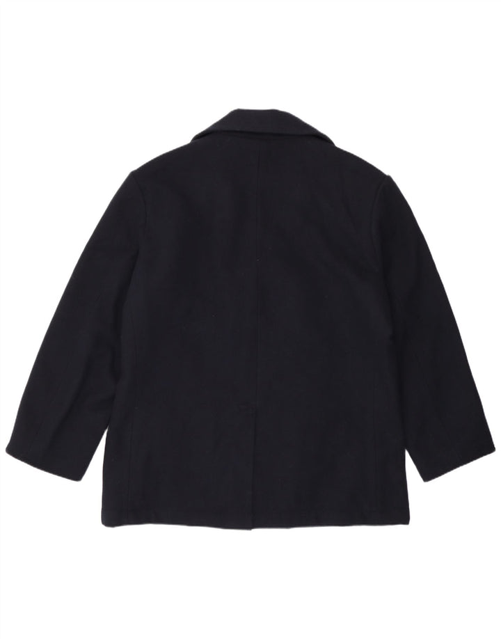 Cappotto da marinaio vintage da uomo UK 42 XL in lana blu navy