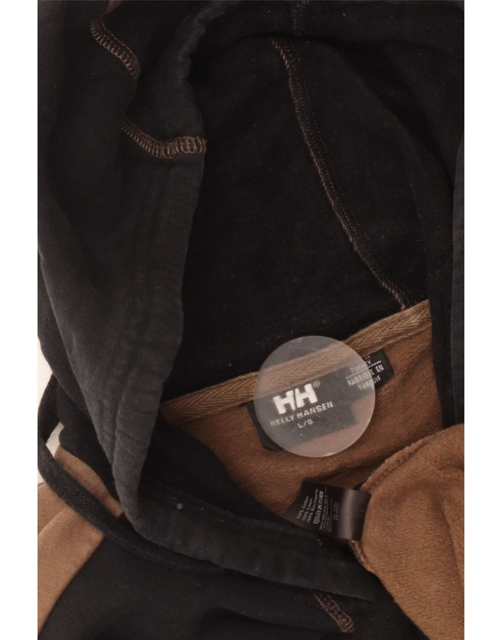 Felpa con cappuccio grafica da uomo Helly Hansen, grande, in cotone color block nero