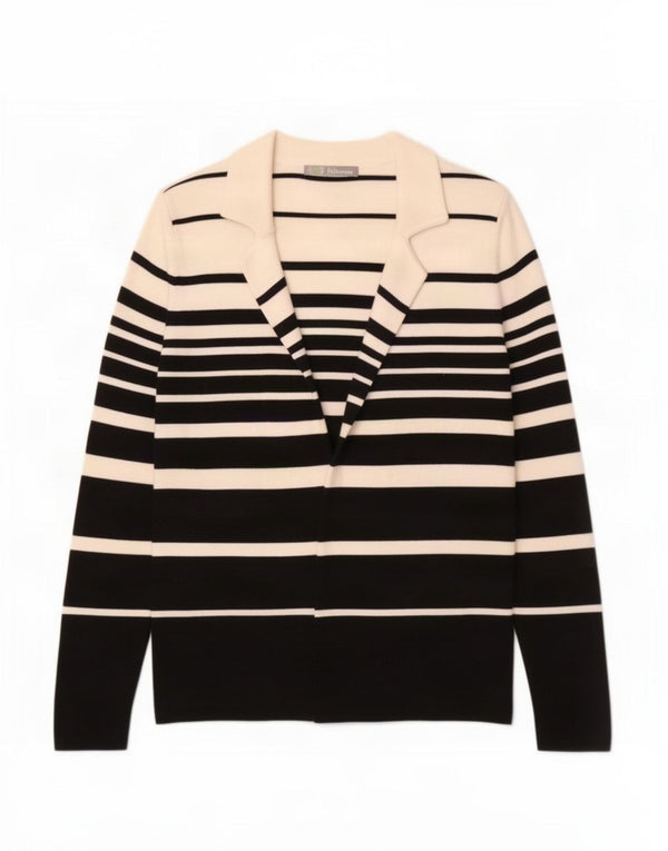 Maglione cardigan aperto da donna Marks & Spencer UK 10 piccolo a righe nere