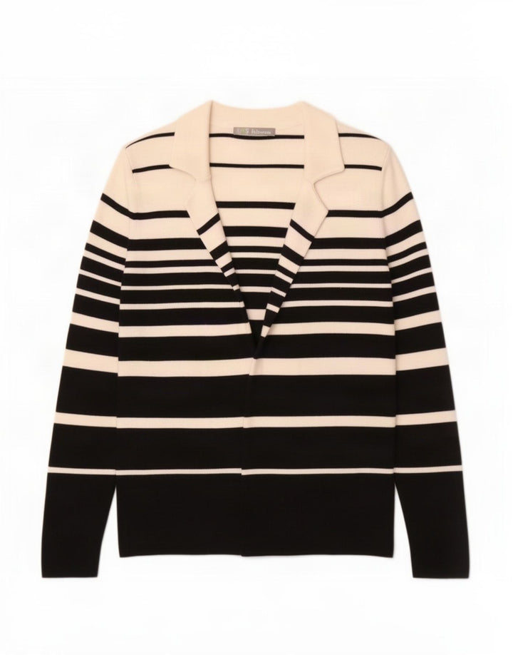Maglione cardigan aperto da donna Marks & Spencer UK 10 piccolo a righe nere