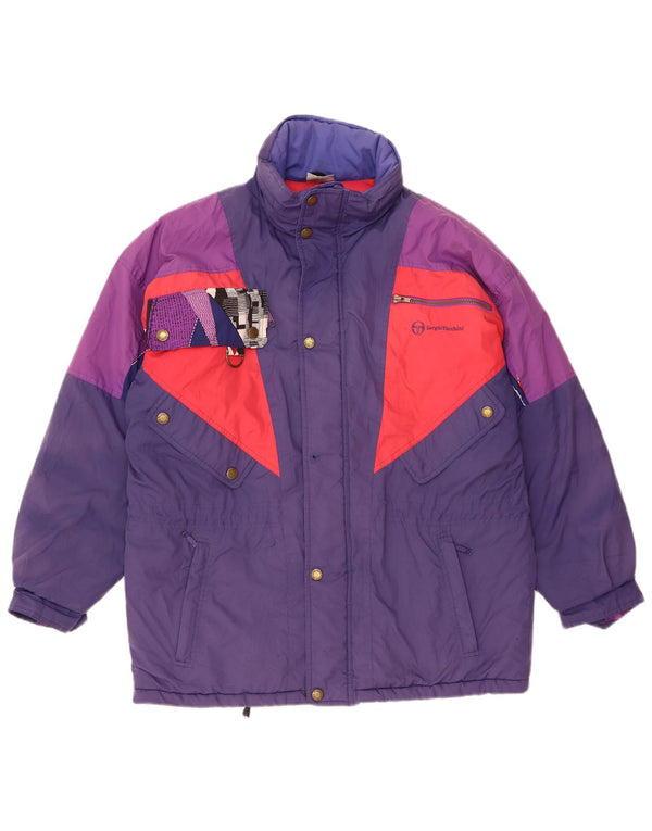 SERGIO TACCHINI Giacca da sci con cappuccio da uomo UK 40 Large Blu Navy Colourblock