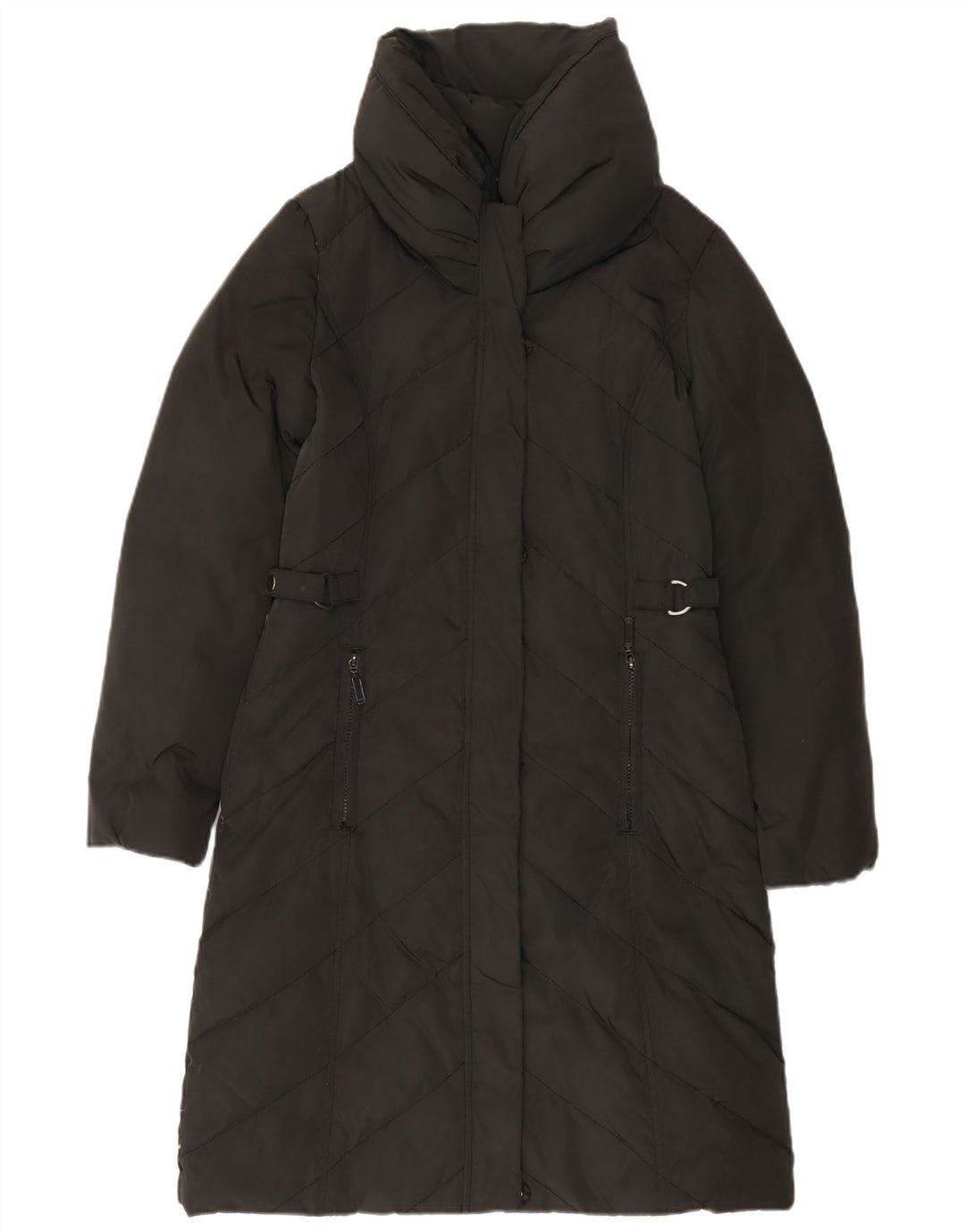 Cappotto imbottito lungo da donna Monsoon UK 10 piccolo poliestere nero