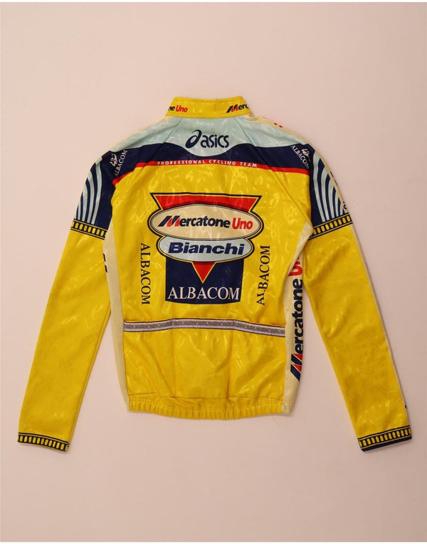 Giacca sportiva da uomo con grafica Asics, giacca grande in poliestere color block giallo