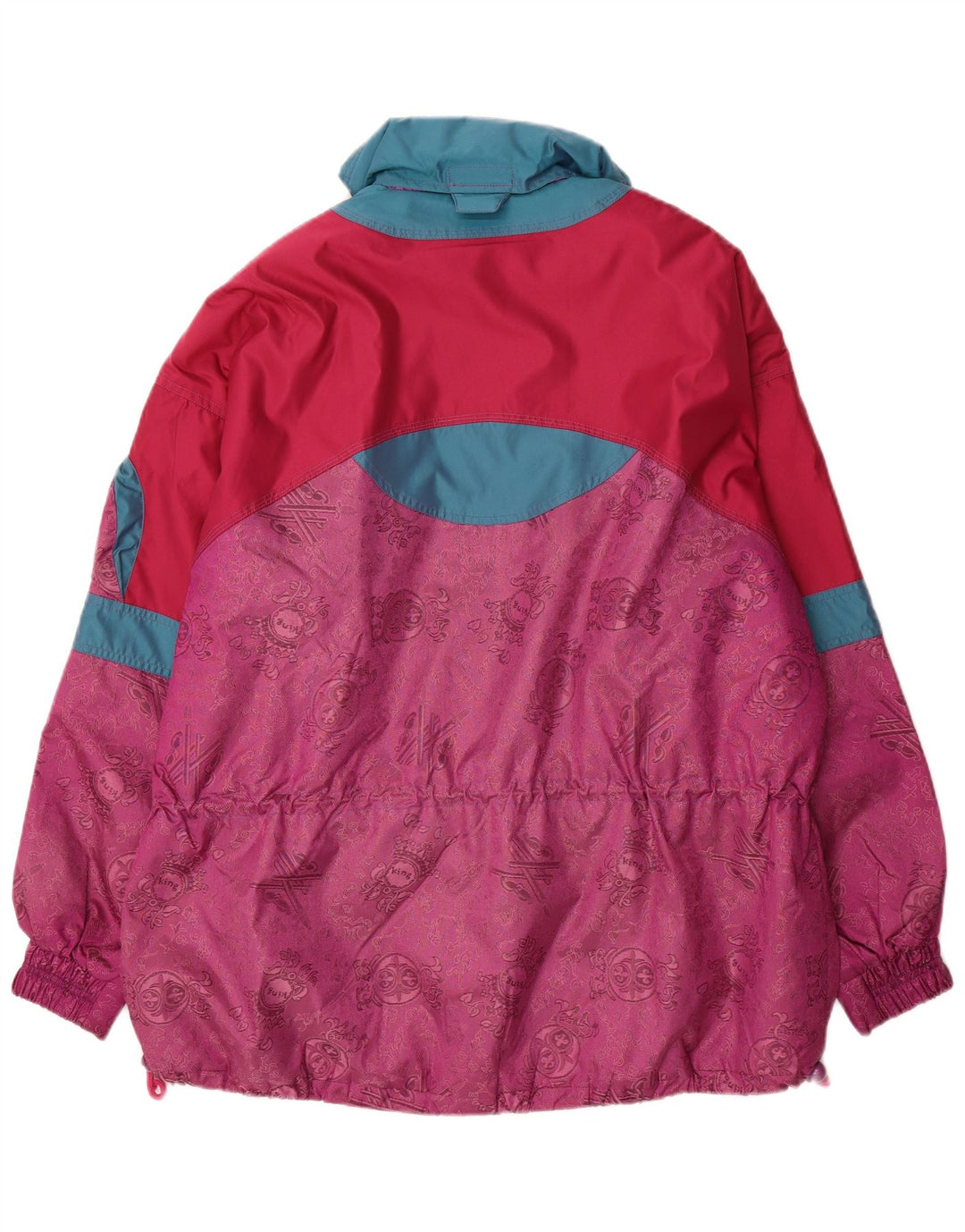 Giacca da sci oversize pullover da donna vintage UK 16 Large Pink Colourblock