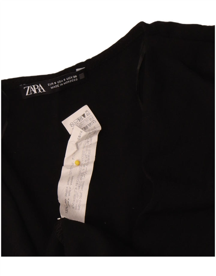 Abito a trapezio a maniche lunghe da donna Zara UK 10 piccolo poliestere nero