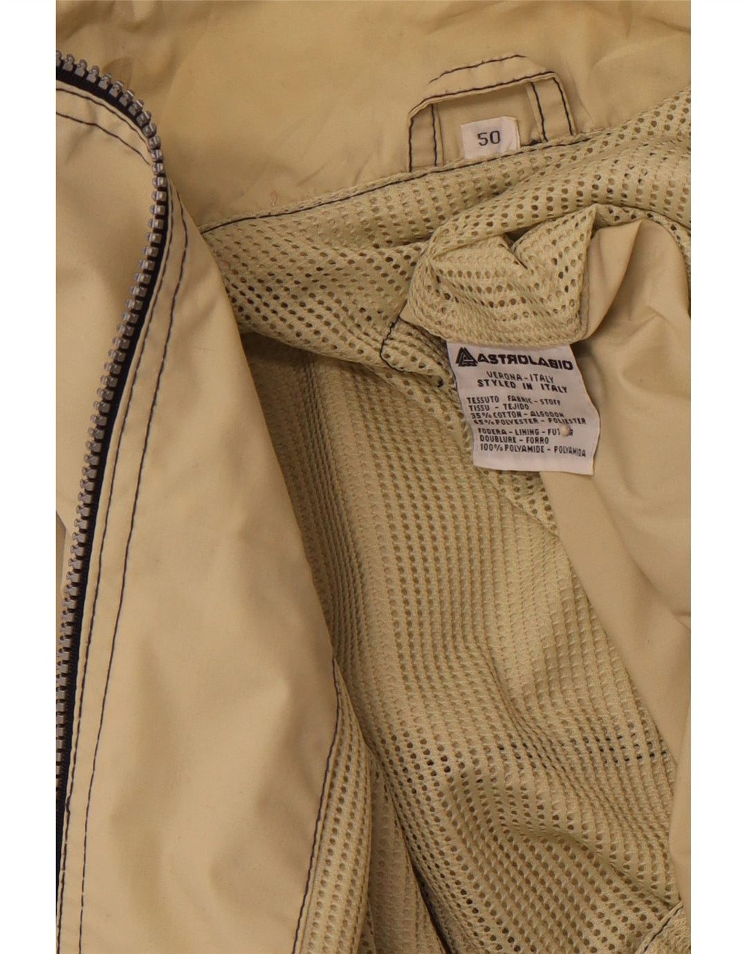 ASTROLABIO Giacca antipioggia da uomo con cappuccio IT 50 Large Verde Colourblock in cotone