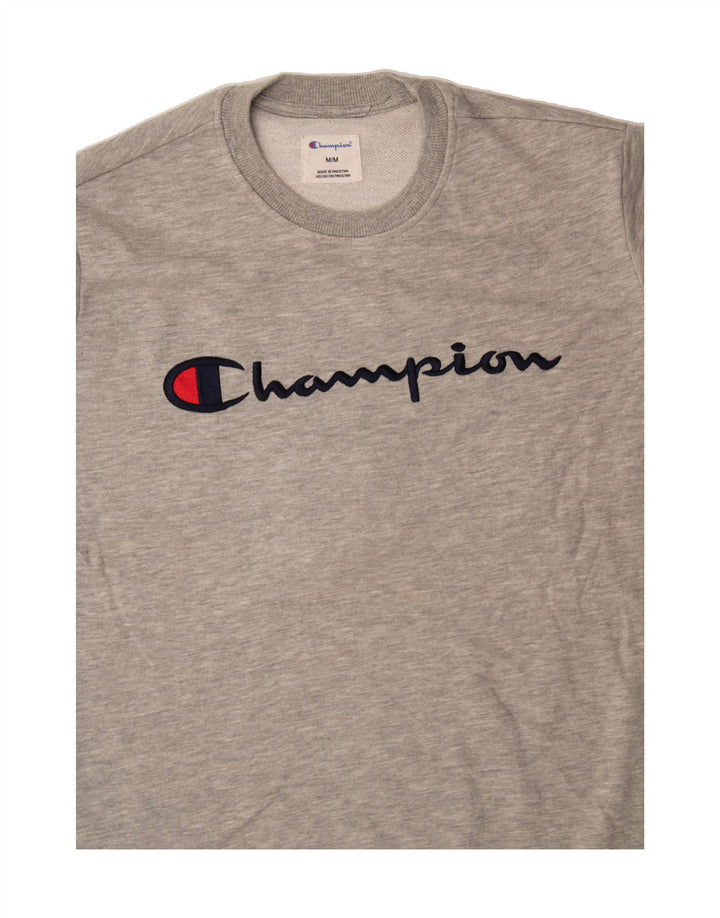 CHAMPION Mens Graphic Sweatshirt Jumper Medium Grey Cotton Vintage Champion and Second-Hand Champion from Messina Hembry 