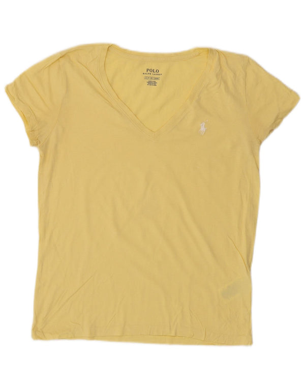 Polo Ralph Lauren T-shirt da donna Top UK 10 Small in cotone giallo