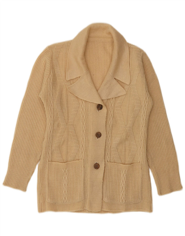 Maglione cardigan da donna vintage UK 12 Beige medio