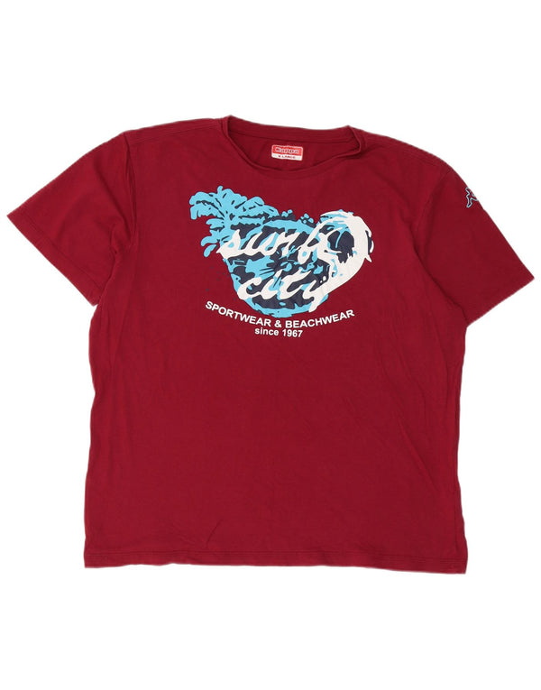 T-shirt grafica da donna Kappa Top XL in cotone bordeaux