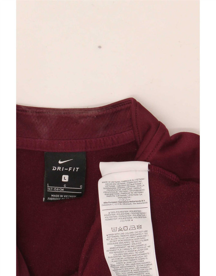 Top della tuta pullover con grafica Nike da ragazzo Dri Fit 12-13 anni Large Bordeaux