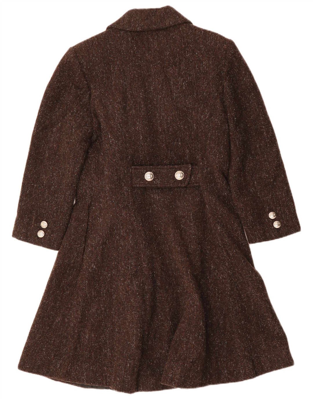 Cappotto doppiopetto da donna VINTAGE UK 12 Lana screziata marrone medio