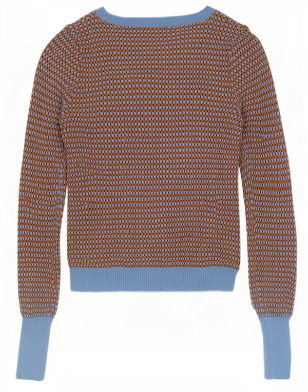 Maglione corto con scollo a barca da donna Zara UK 8 piccolo blocco di colore marrone