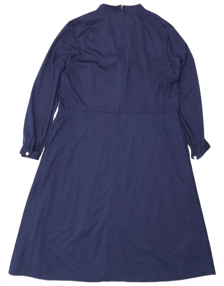 Abito lungo da donna vintage a maniche lunghe IT 50 XL poliestere blu navy
