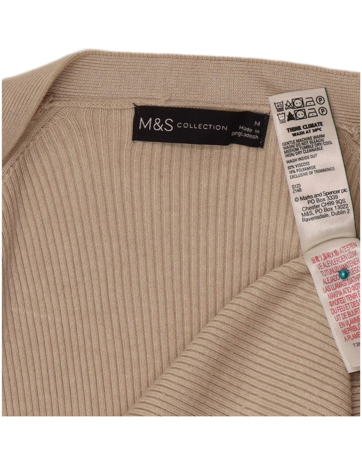 Maglione cardigan aperto da donna Marks & Spencer UK 14 Viscosa beige medio