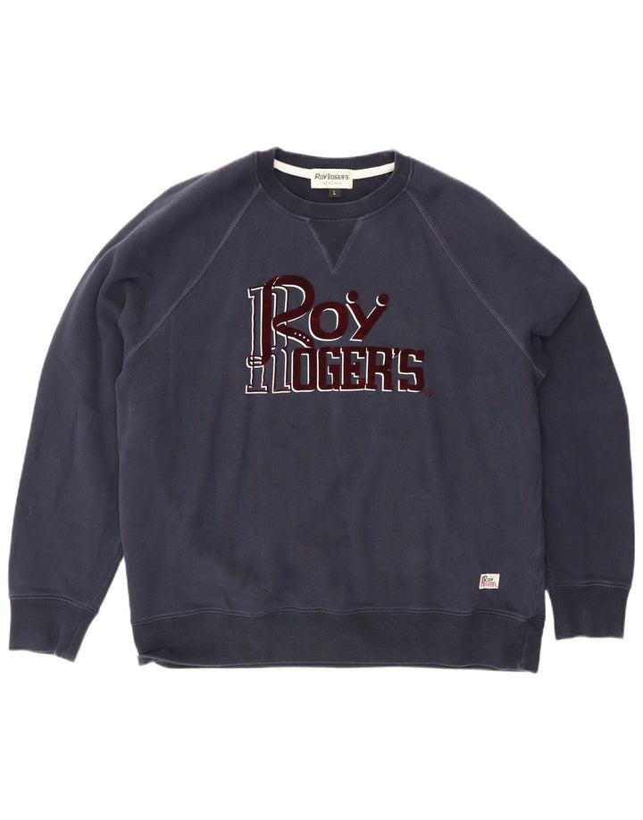 Roy Rogers Felpa grafica da uomo Maglione grande cotone blu navy
