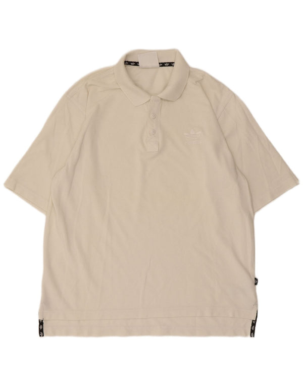 Polo Adidas da uomo UK 42/44 grande in cotone bianco sporco
