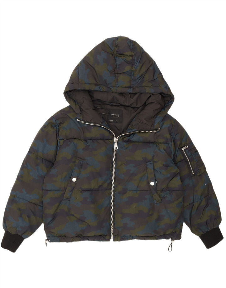Giacca imbottita oversize con cappuccio da donna Zara UK 6 XS mimetica multicolore