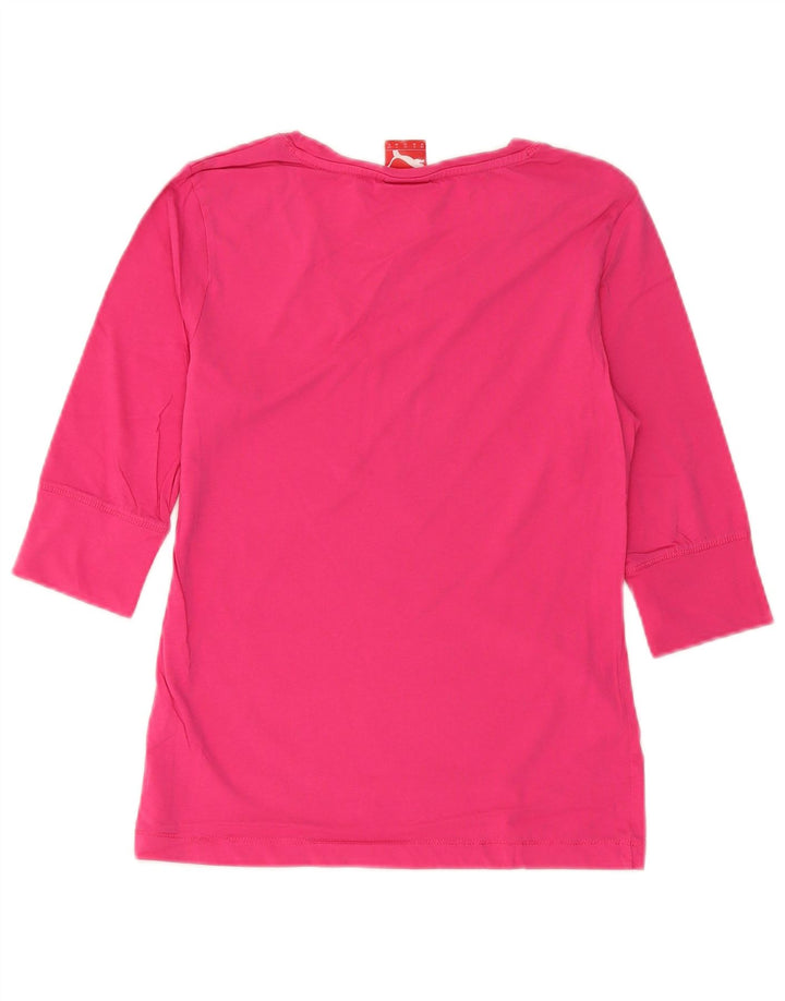 Top grafico da donna Puma manica 3/4 UK 12 cotone rosa medio