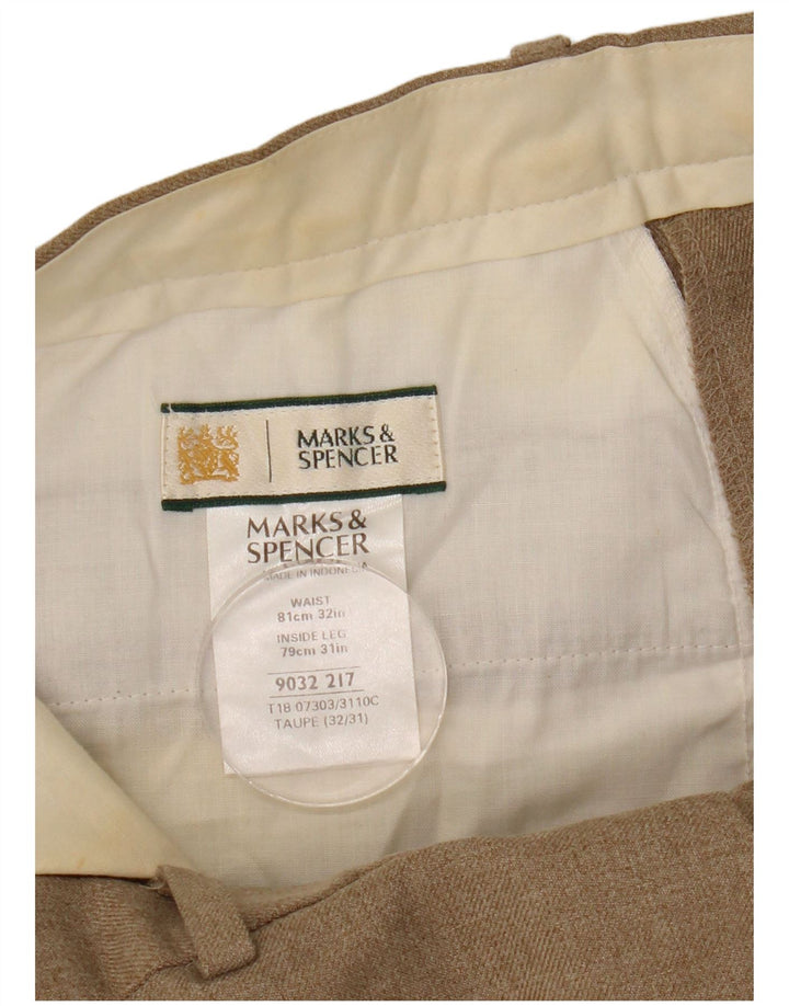 Pantaloni chino dritti da uomo Marks & Spencer W32 L31 Poliestere beige