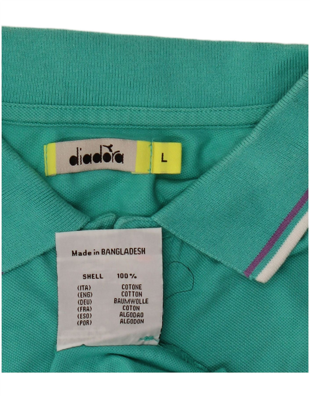Polo Diadora Uomo Large Turchese Cotone
