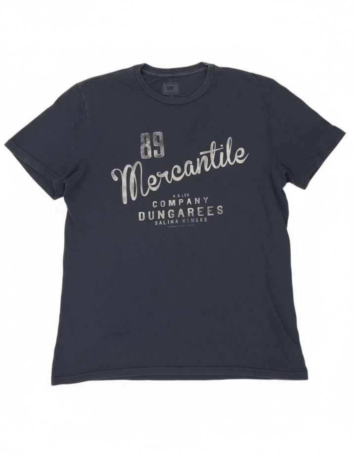 Maglietta grafica da uomo Lee Top in cotone blu navy medio