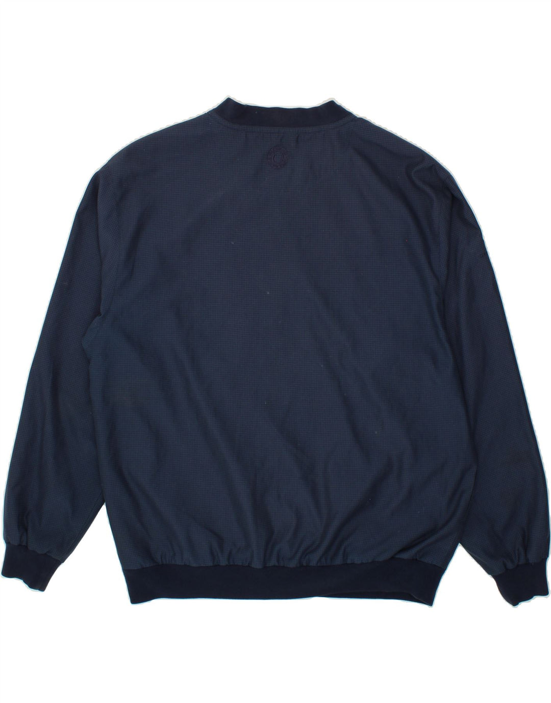 GLENMUIR Mens Pullover Tracksuit Top Large Navy Blue Check Polyester Vintage Glenmuir and Second-Hand Glenmuir from Messina Hembry 