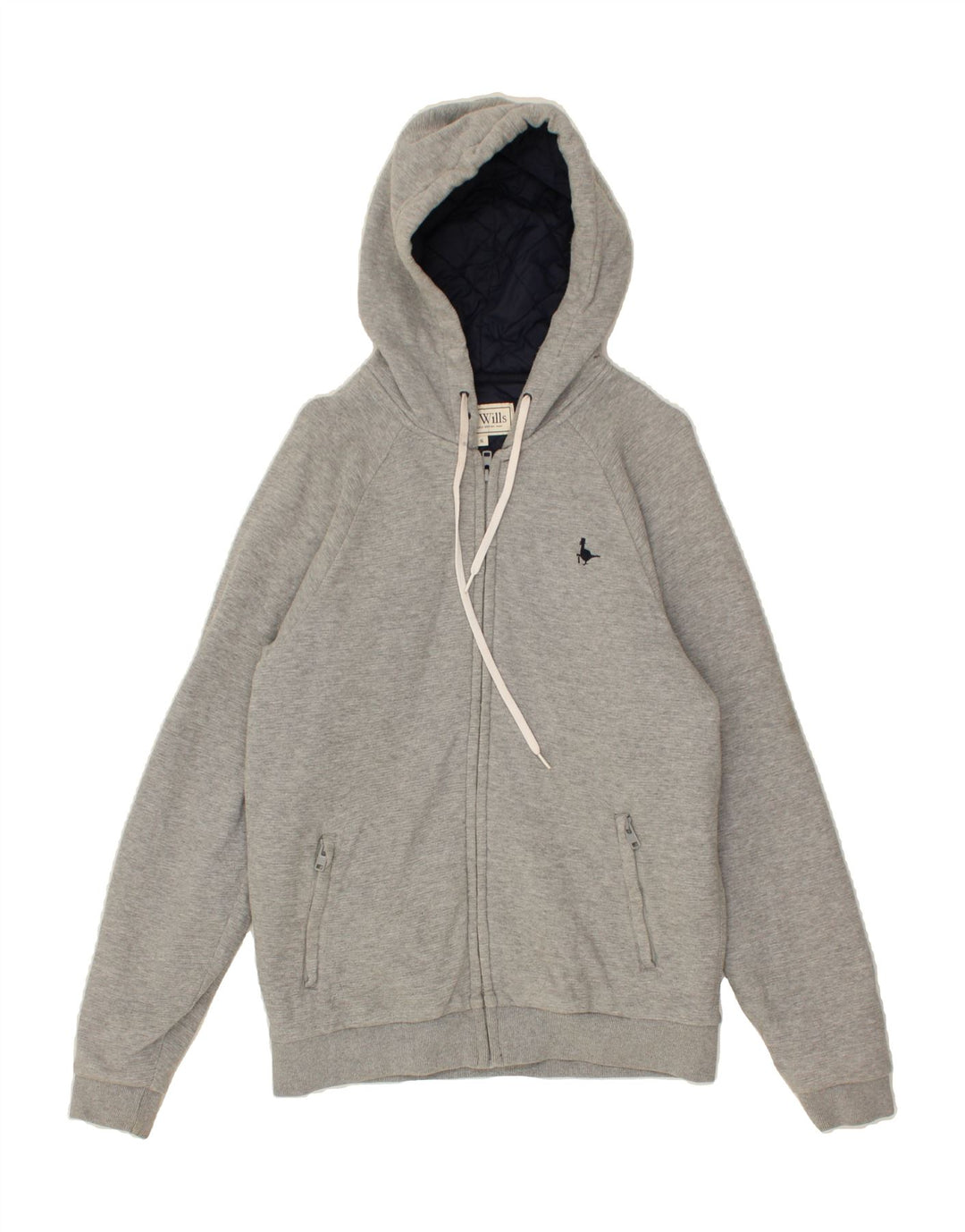 JACK WILLS Mens Hooded Bomber Jacket UK 36 Small Grey Cotton Vintage Jack Wills and Second-Hand Jack Wills from Messina Hembry 