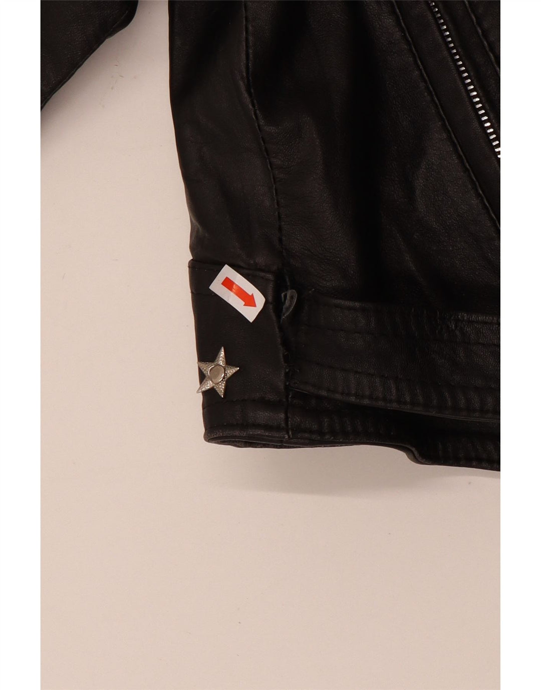 Giacca da motociclista in pelle corta da donna vintage UK 12 pelle nera media