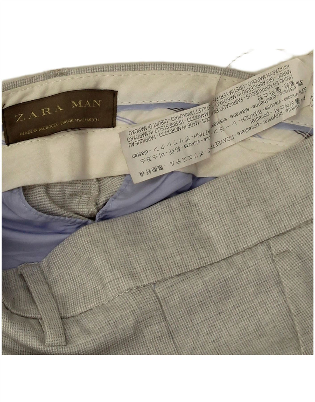 Pantaloni chino con pegging da uomo Zara EU 40 medio W31 L24 poliestere grigio