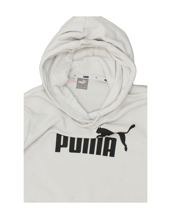 PUMA Womens Graphic Hoodie Jumper UK 14 Medium Grey Cotton | Vintage Puma | Thrift | Second-Hand Puma | Used Clothing | Messina Hembry 
